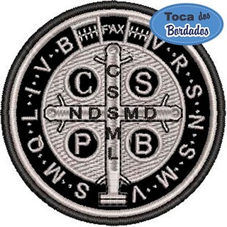 Patch Bordado Medalha de São Bento 8x8 cm Cód.4927 -proteção - motociclista