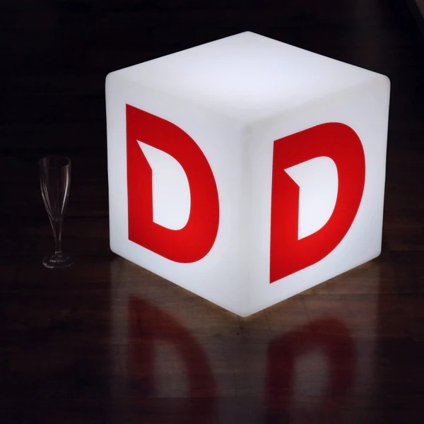 Letreiro Led Cubo Luminoso em Acrílico Personalizado Sua Marca Fachada Placa Logotipo Loja Comércio