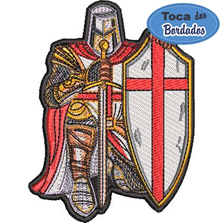Patch Bordado Guerreiro Templário Medieval 11x8 cm Cód.1792