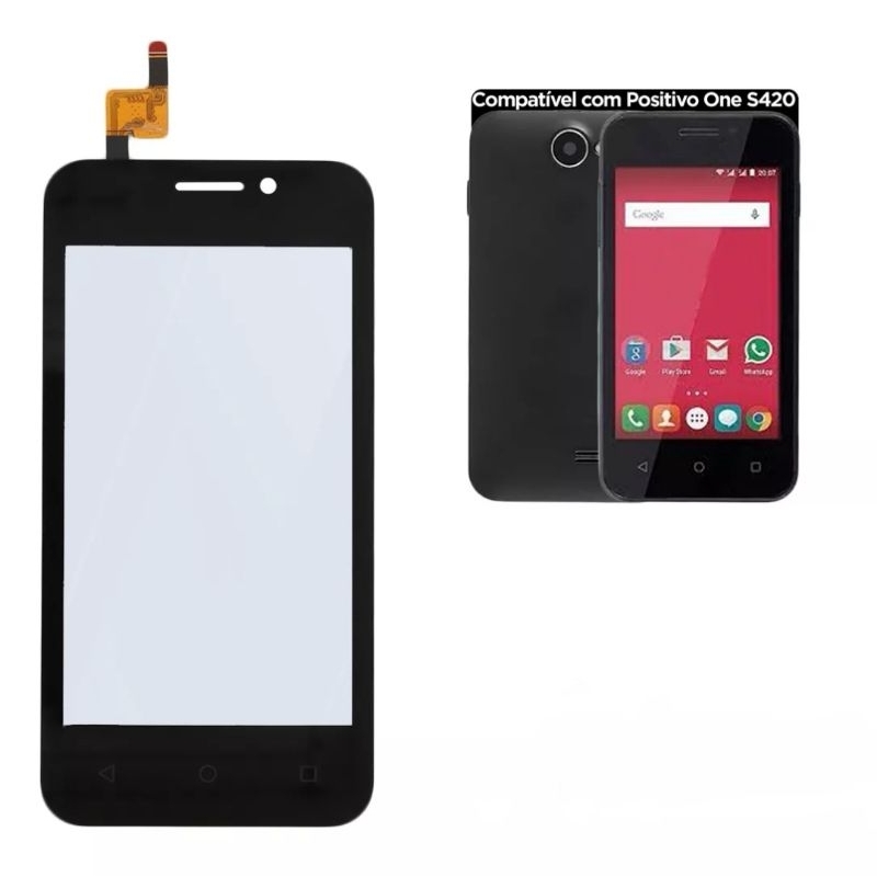 Touch Screen Vidro Compatível Positivo one S420 preto