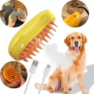 Escova Vapor Pet Elétrica 3 Em 1 Massagem Cães Gato Cachorro Tira Pelos Vaporizadora Recarregável em Oferta na Shopee