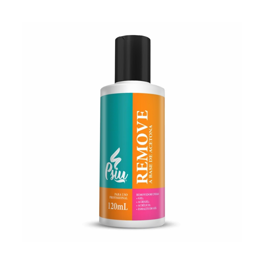 Psiu Removedor 120ml de Unhas de Gel , Acrigel , Acrílico , Esmalte em Gel - A base de Acetona