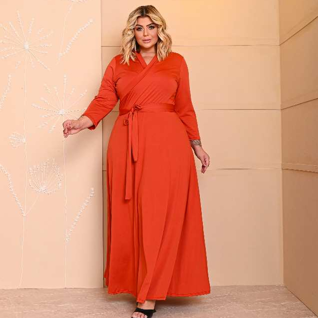 Vestido Plus Size Decote V Madrinha Traspassado Evangélica em Oferta na Shopee