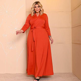 Vestido Plus Size Decote V Madrinha Traspassado Evangélica em Oferta na Shopee