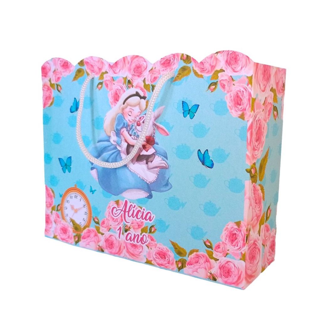 Sacolinhas Personalizadas G Alice no País das Maravilhas - Fazemos em qualquer tema