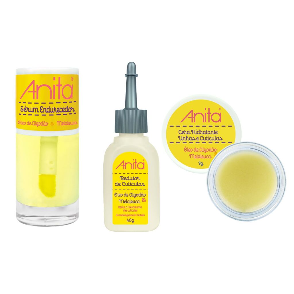 Anita 3 Produtos Kit Amarelo Unhas E Cutículas Algodão E Melaleuca em Oferta na Shopee