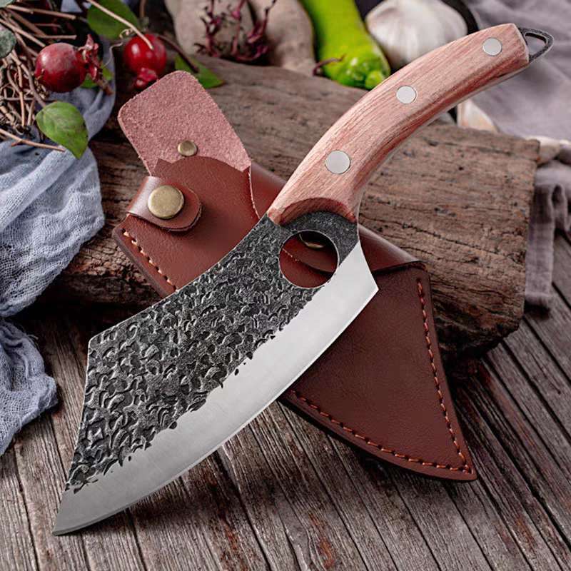 Cutelo Artesanal Inox Faca Brut Forge Cabo Madeira 1453