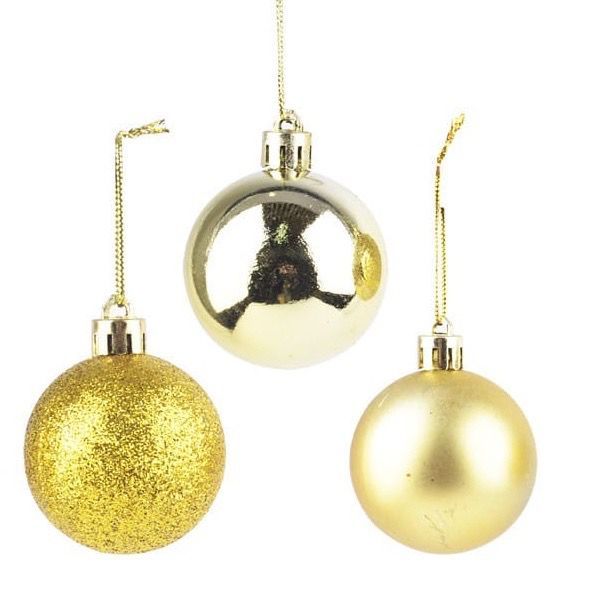 Kit 6 Bolinhas Dourada  mista 4cm Natal Enfeite Luxo Decorar Pendurar Árvore Bolas