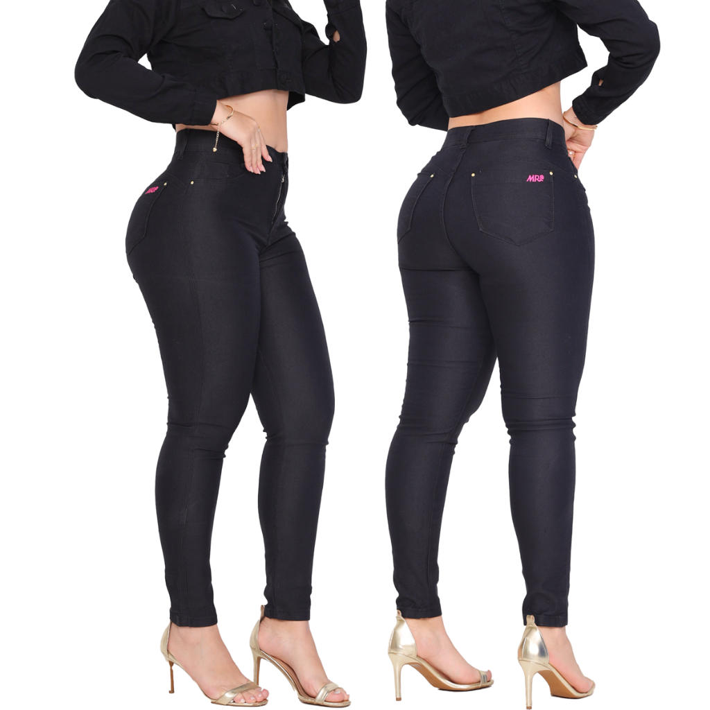 Calça Preta Jeans Feminino Cintura Alta Com Elastano em Oferta na Shopee