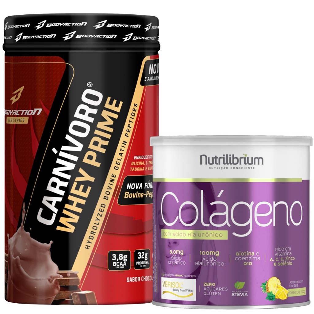 Carnívoro Whey Isolate 900g + Colágeno Verisol c/ Ácido Hialurônico 200g Bodyaction - Health