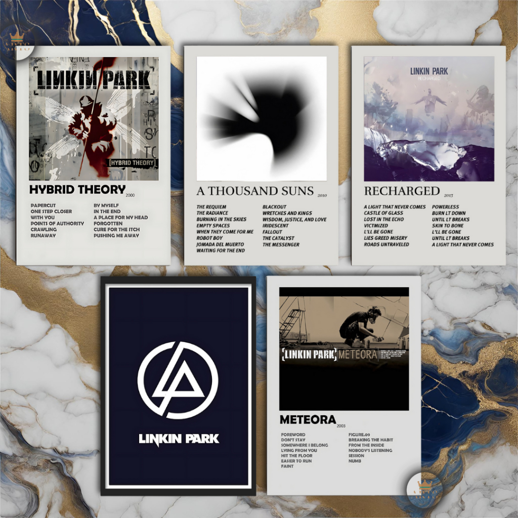 Quadro Decorativo Placas Linkin Park Quadro Discografia Album em MDF 30x20cm Full HD