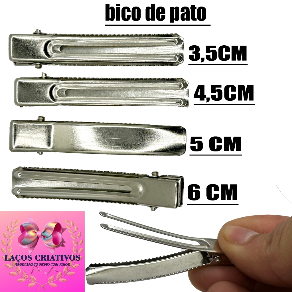 Presilha Bico de Pato Jacaré 2 Garras – 3,5cm a 6cm – Kit 50 ou 100 Unidades