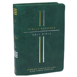 Bíblia Bilíngue | Português e Inglês | ACF | KJV | Leitura Perfeita | Couro Soft Verde