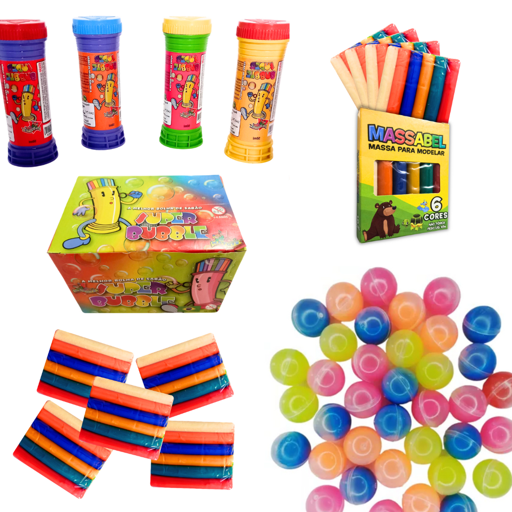 Kit 30 Caixas Massinha De Modelar + 30 Geleca Slime + 30 Bolha De Sabão + Lembrancinha Festa Criança em Oferta na Shopee