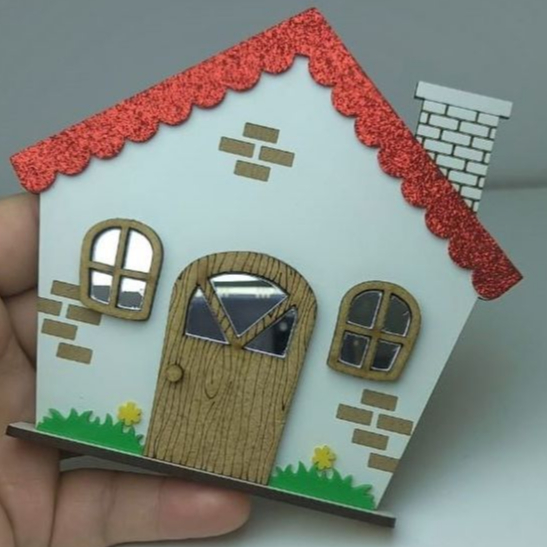 Casinha Chapeuzinho Vermelho em MDF Branco, EVA e Acrílico - KIT COM 20 UNIDADES