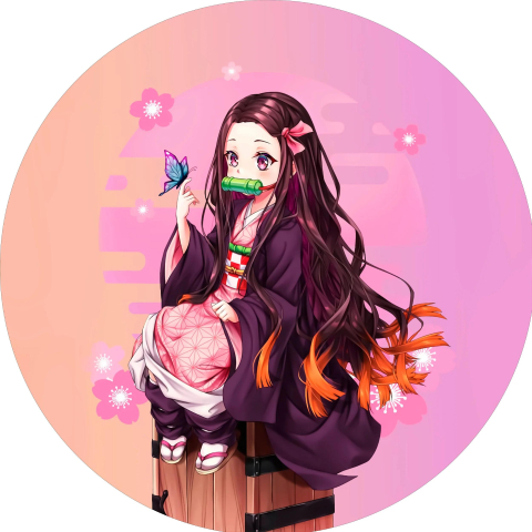 Painel Festa Infantil Redondo Nezuko Kimetsu no Yaiba Flores e Borboletas + Arco, Suporte incluso. Fazemos personalizado com qualquer tema. Confeccionado em Lona fosca, impressão de alta resolução. cenário Circular p/ Decoração