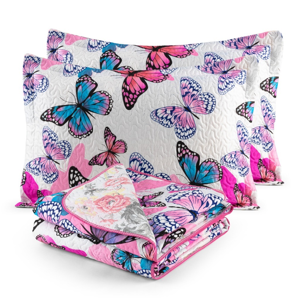 COBRE LEITO QUEEN 3 PECAS ESTAMPADO COM VIES