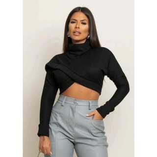 BLUSA MANGA LONGA FEMININA BLUSA CANELADO ALGODÃO FEMININA BLUSA GOLA ALTA  BLUSA MANGA LONGA
