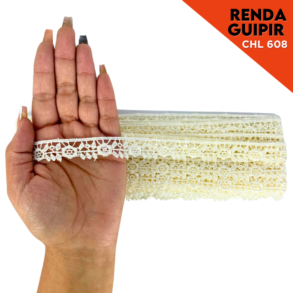 Renda de Guipír CHL-608 - Peça com 13,7 Metros BEGE NATURAL - 296