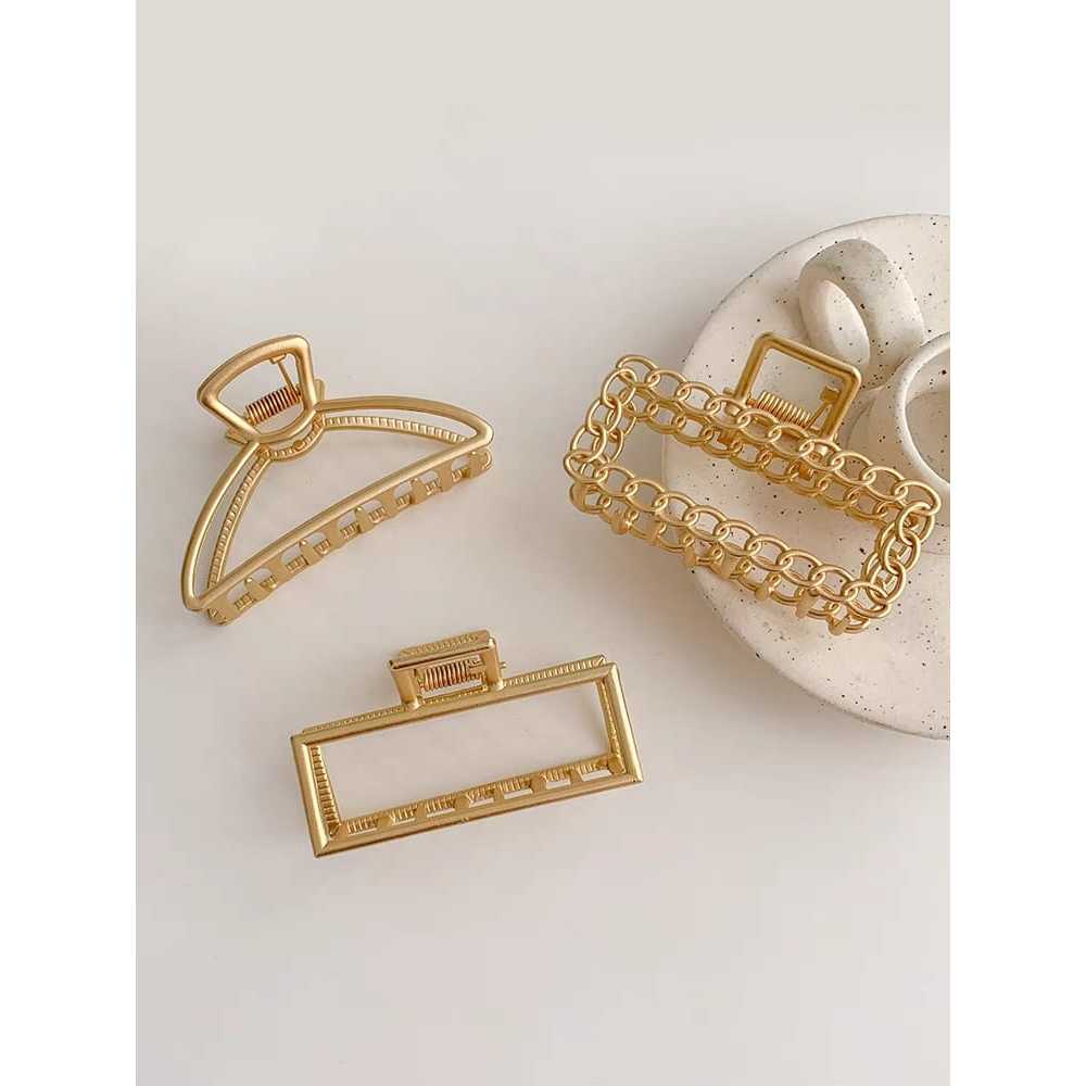 Com 3unidade Piranha de cabelo fashion metal garra ouro geométrica para cabelo feminino