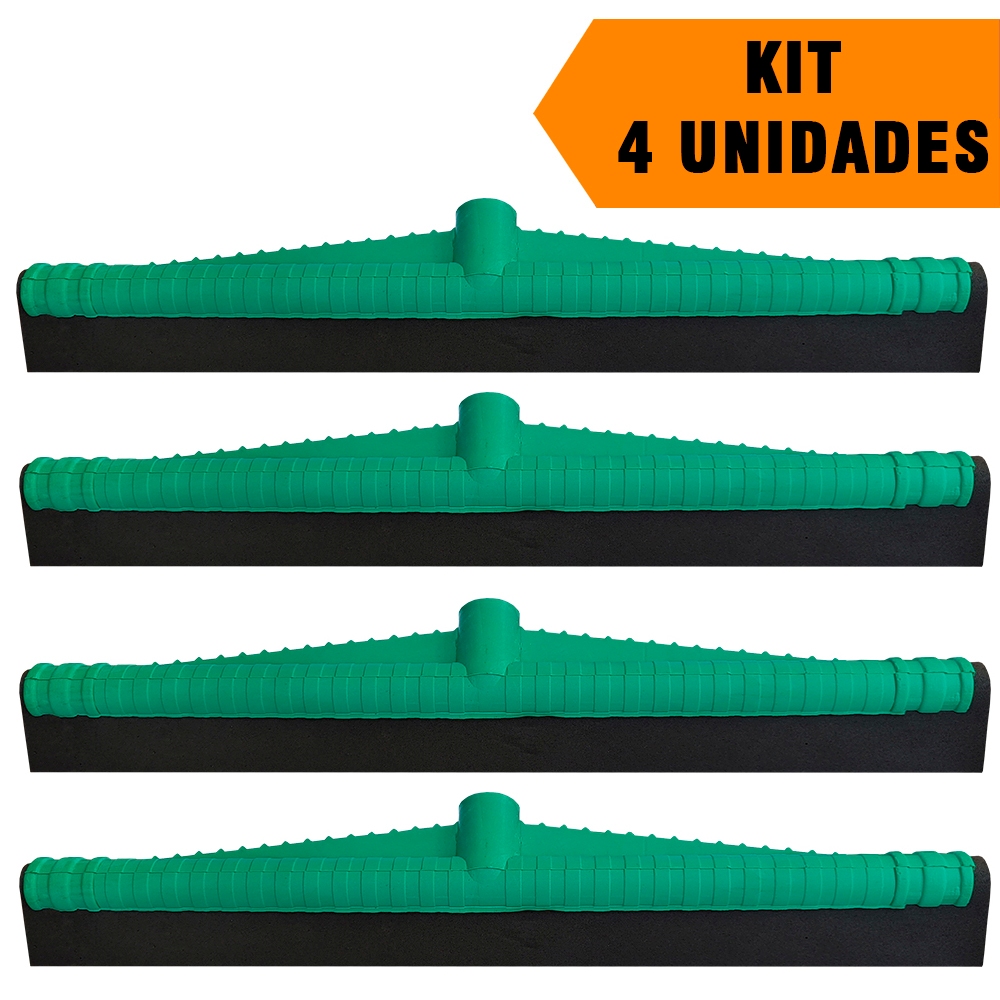4 Rodo Médio 40cm Puxa E Seca Plástico Borracha Dupla Eva