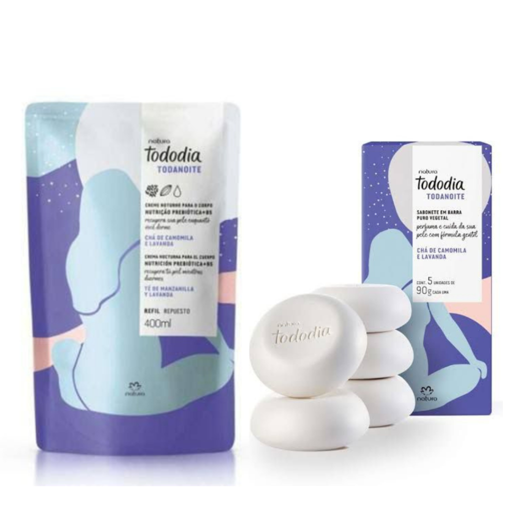 Tododia Todanoite chá de camomila e lavanda kit sabonete e hidratante