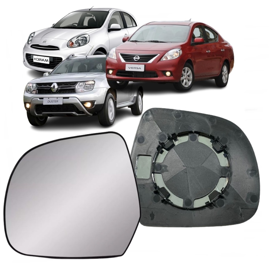 Subconjunto Lente Base Retrovisor Nissan March 11/13 Versa 11/19 Duster 2016 / 2020 Convexo
