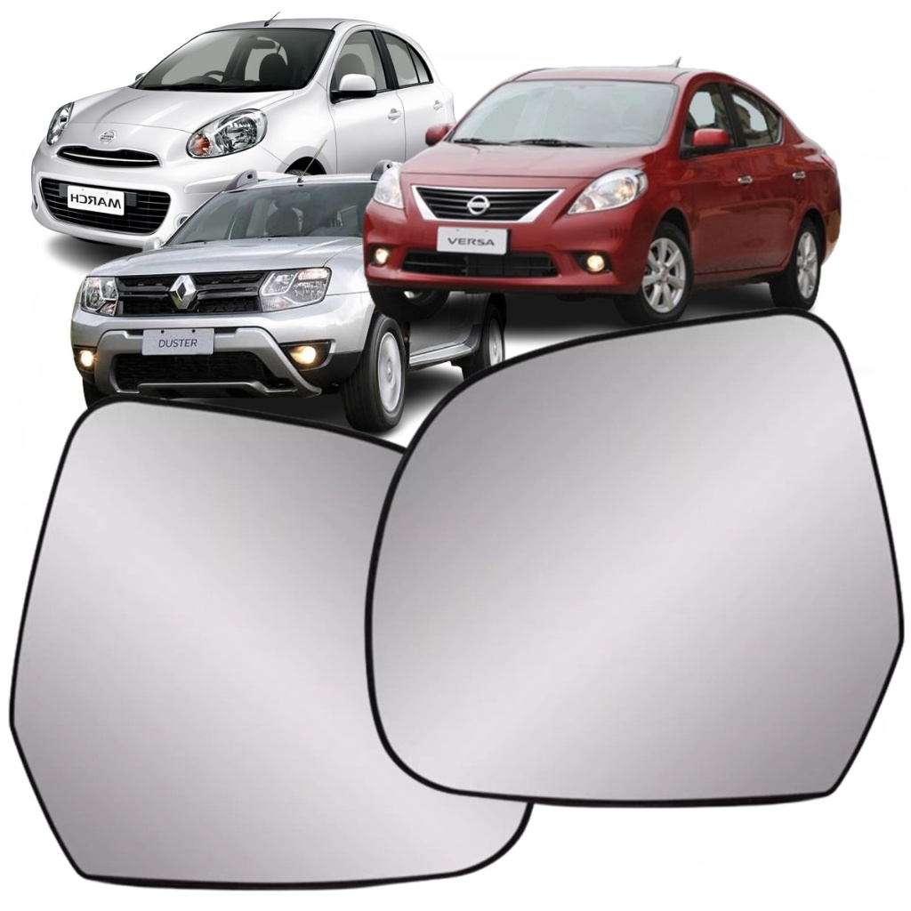 Subconjunto Lente Base Retrovisor Nissan March 2011 / 2013 Versa 11/19 Duster 16/20 Convexo Par
