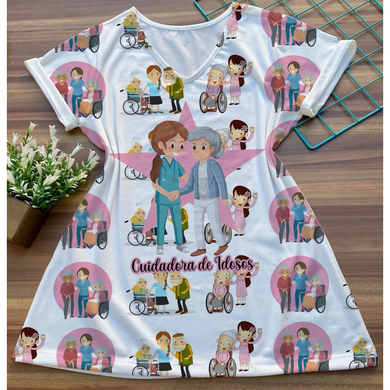 Blusa Sublimada Cuidadora de Idosos
