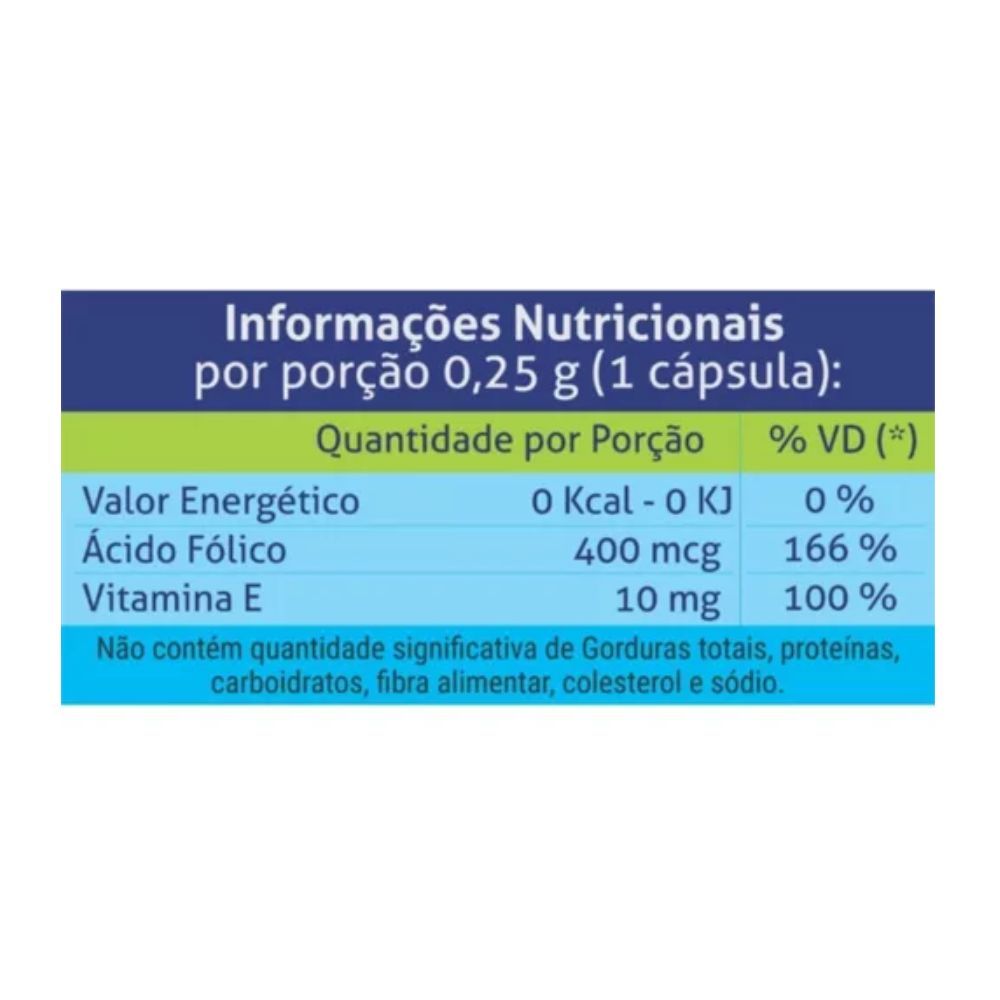 Dextro-fol Ácido Fólico e Vitamina E- 100 Cáps. - Massime — imagem 2 de 2