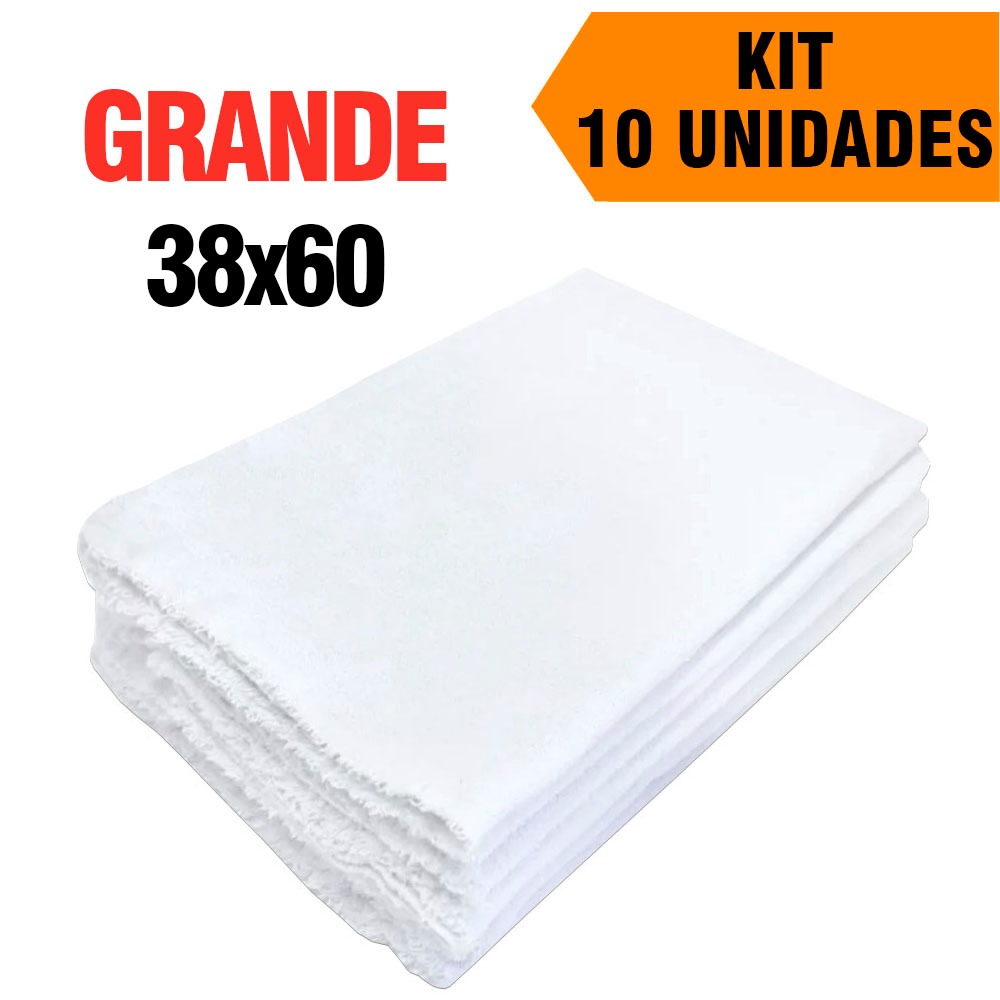 Kit 10 Pano Saco Duplo Alvejado De Chão Grande Branco 38x60 Uso Domestico Casa Limpeza Faxina