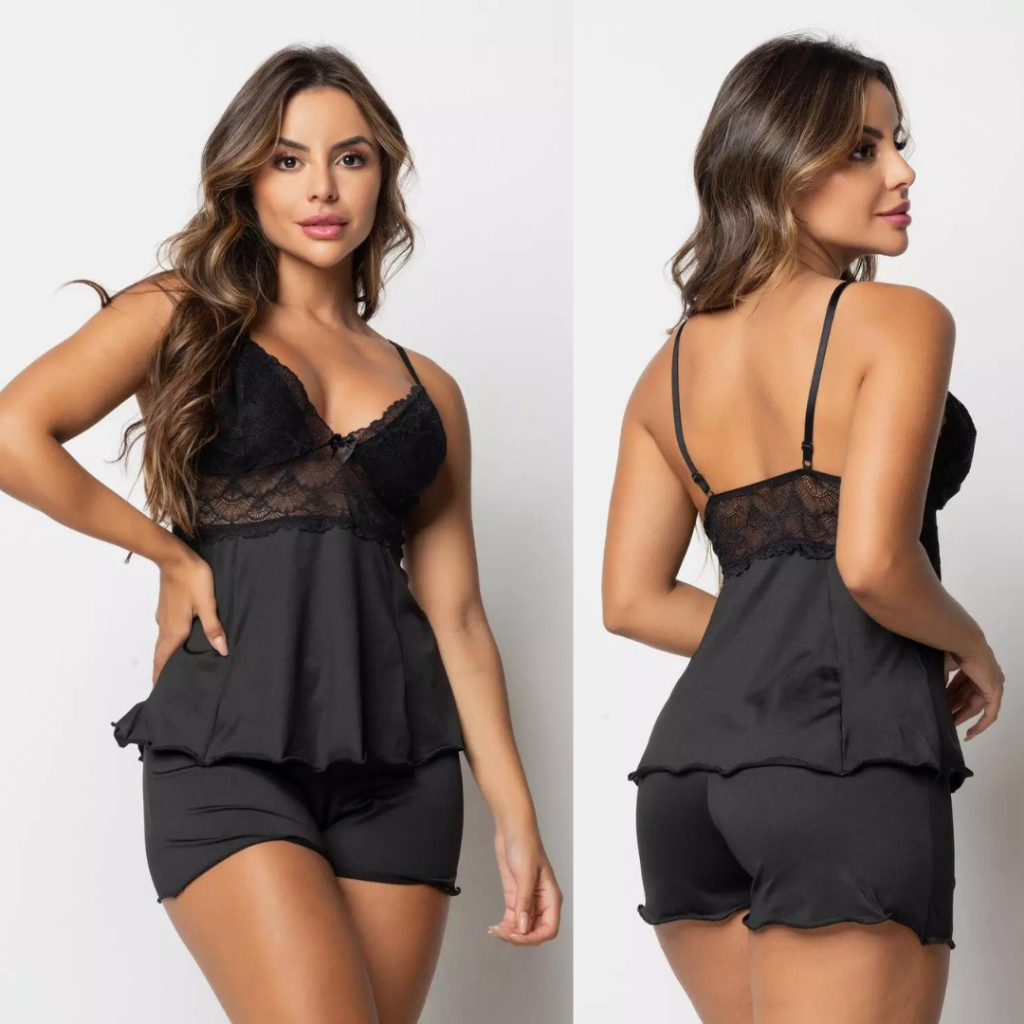 Pijama Feminino Baby Dool Langerie Feminino Baby Dool Feminino Roupa de Dormir Feminina