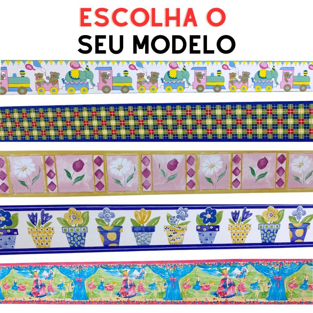 Faixa Borda Adesivo Decorativa Papel de Parede Border Autocolante Diversas Estampas Infantil Cozinha em Oferta na Shopee
