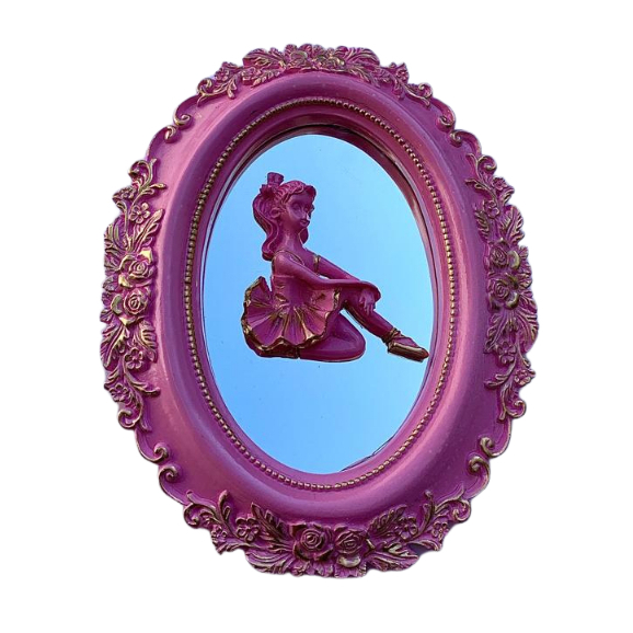 Moldura Rosa Espelhada Bailarina Decoração Resina