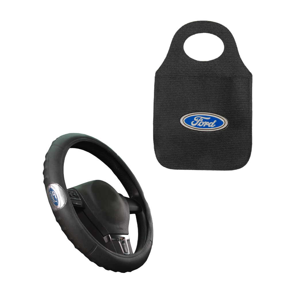 Capa de Volante Para Carro Personalizada Ford + Lixinho Para Carro Multiuso Ford