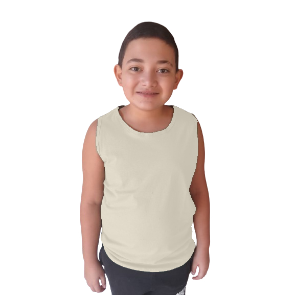 Camiseta Branca Unissex Regata Branca 100% Algodão 10 anos. 12 Anos ou 14 Anos Varias Cores