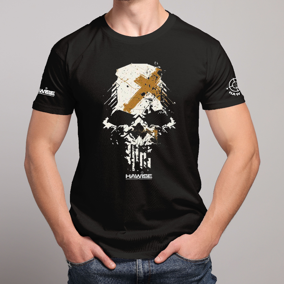 Camiseta militar camisa masculina preta blusa caveira justiceiro X