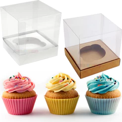 20 Caixas 6x6x7 com berço para Cupcake mini Caixa Para Mini Bolo, doce, presentes e lembrancinhas