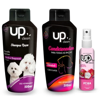 Kit Banho Shampoo Para Cachorro e Gato Poodle 500ml + Condicionador + Perfume 60ml à Escolha UP Clean