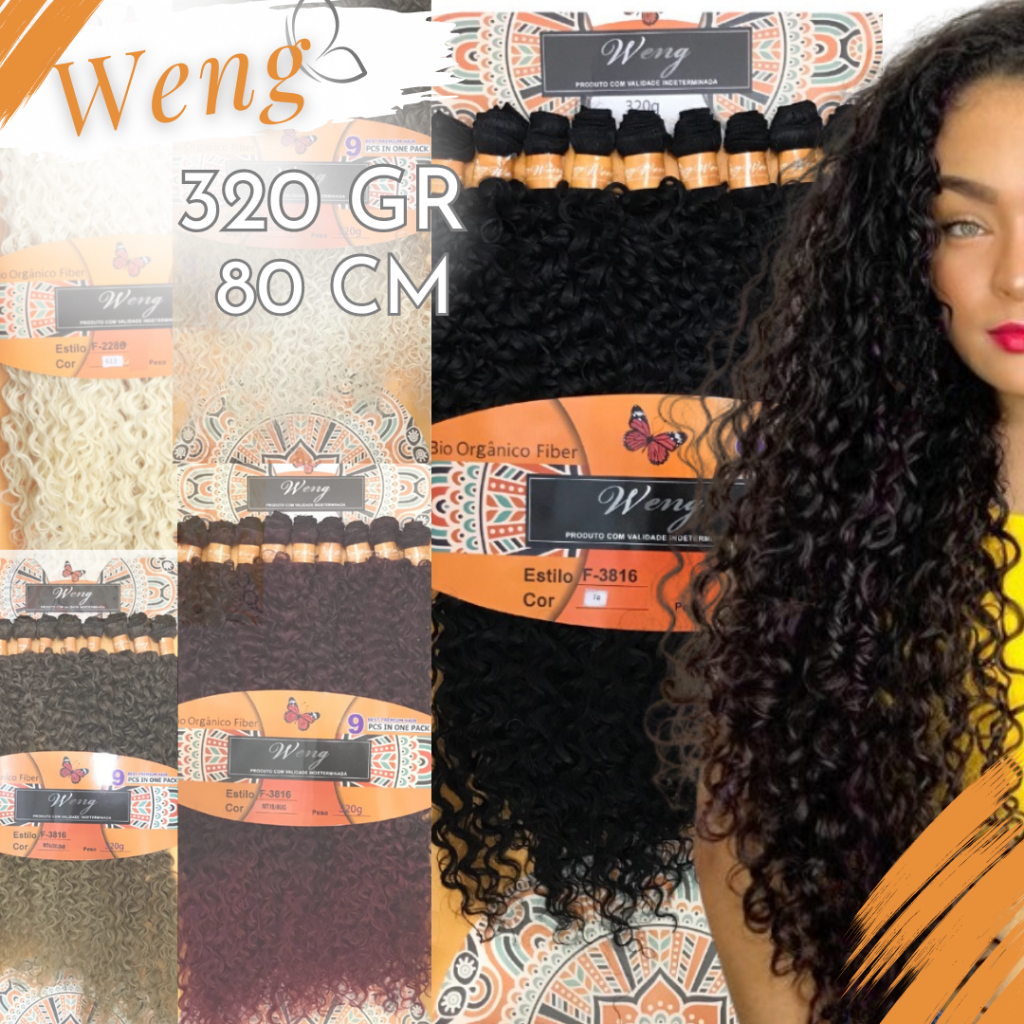 Cabelo Cacheado Fibra Orgânica Weng 9 Telas 80cm