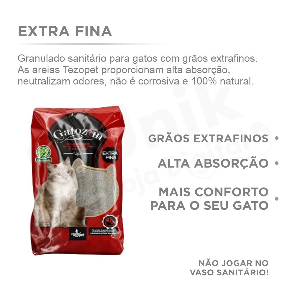 Areia Gatozim Extrafina 4kg CADA SACO - TEZOPET - PET LIVE ATACADÃO — imagem 2 de 2