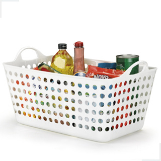 Cesto Organizador Cozinha Lavanderia Retangular Multiuso Flexivel Rattan Branco 22 Litros Arthi em Oferta na Shopee