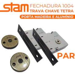 PAR Fechadura Segurança Trava Tetra Stam 1004 Porta de Madeira Antique Redonda - SEM MAÇANETA