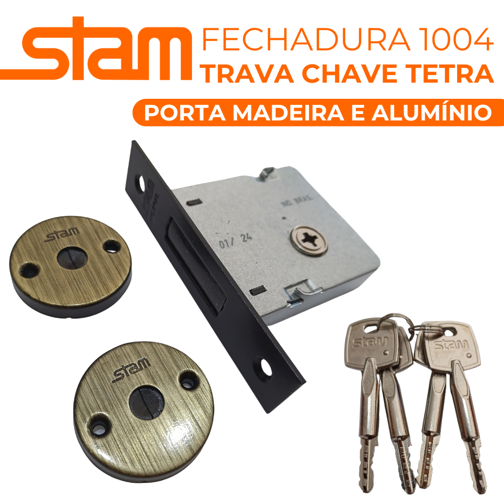 Fechadura Segurança Trava Tetra Stam 1004 Antique Roseta Redonda Com 4 Chaves Tetra - SEM MAÇANETA em Oferta na Shopee
