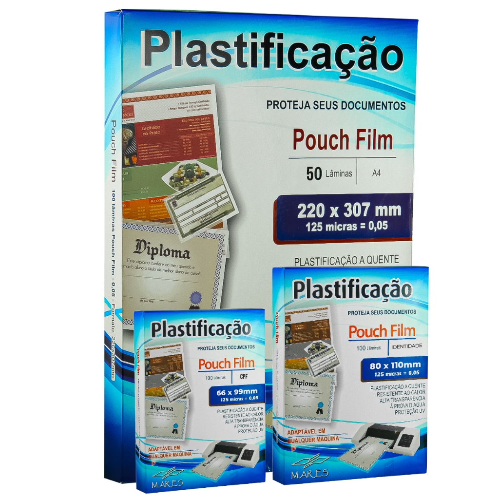 Kit Polaseal 250 unidades Plástico para Plastificação 0,05