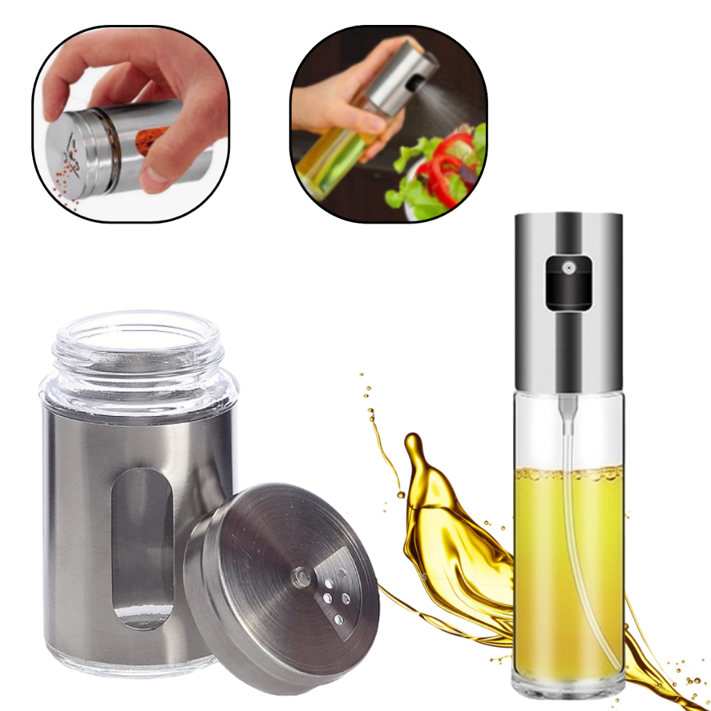 Kit 1 Porta Saleiro Pimenteiro e 1 Porta Azeite Galheteiro 100ml em Oferta na Shopee