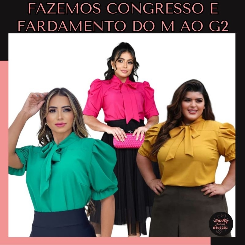 Blusa Feminina Estilosa de Laço Crepe Romantica Camisa Social Moda Executiva Evangélica Mga Princesa