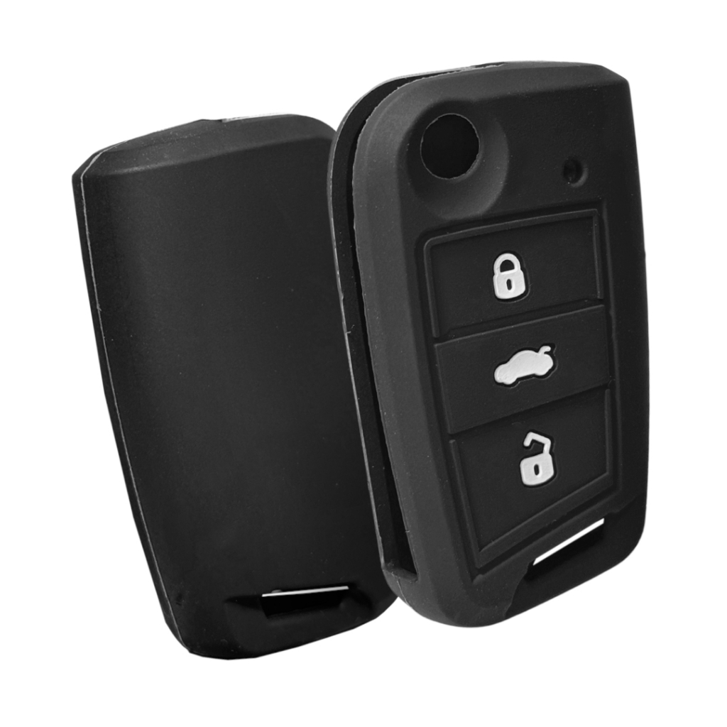 Capinha de Silicone para chave canivete T Cross Novo Polo Virtus Golf - Capa para chave volkswagen 3 botões 2017 há 2022