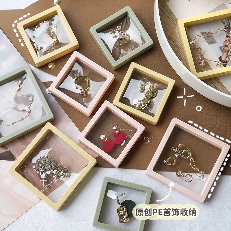 Caixa De Jóias De Filme Transparente PE Armazenamento De Anel Brincos Colar