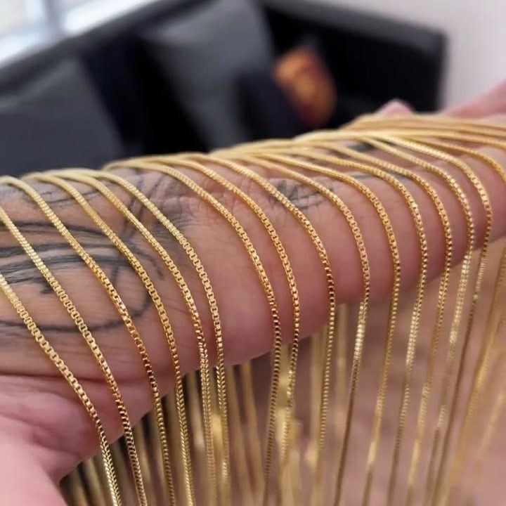 Corrente Veneziana  Masculina - 45 cm 50 cm 60 cm 70 cm 80 cm Pulseira - Banhada a ouro18k em Oferta na Shopee